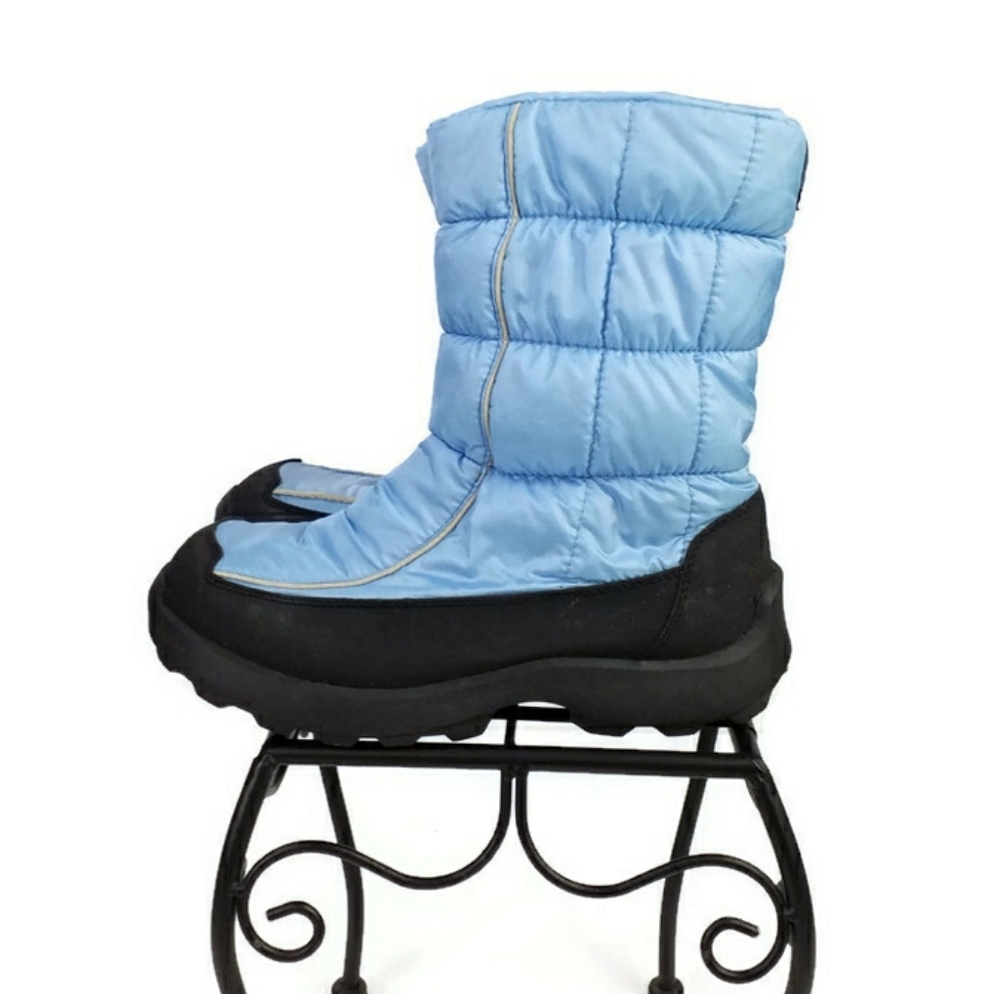 Kamik Powder Soft Top Blue Tan Trimmed Outdoor Quilted Puffer Boots Womens 8 - Picture 9 of 16